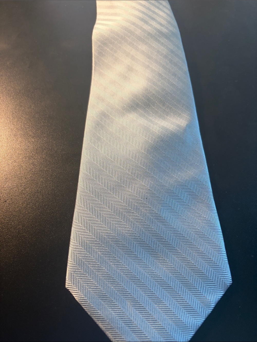 Light Blue Herringbone Men's Tie — Sleek Formal Accessory